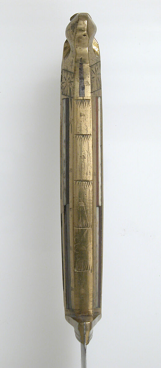 Serving Knife, Steel, brass, wood, bone, mother-of-pearl, Austrian