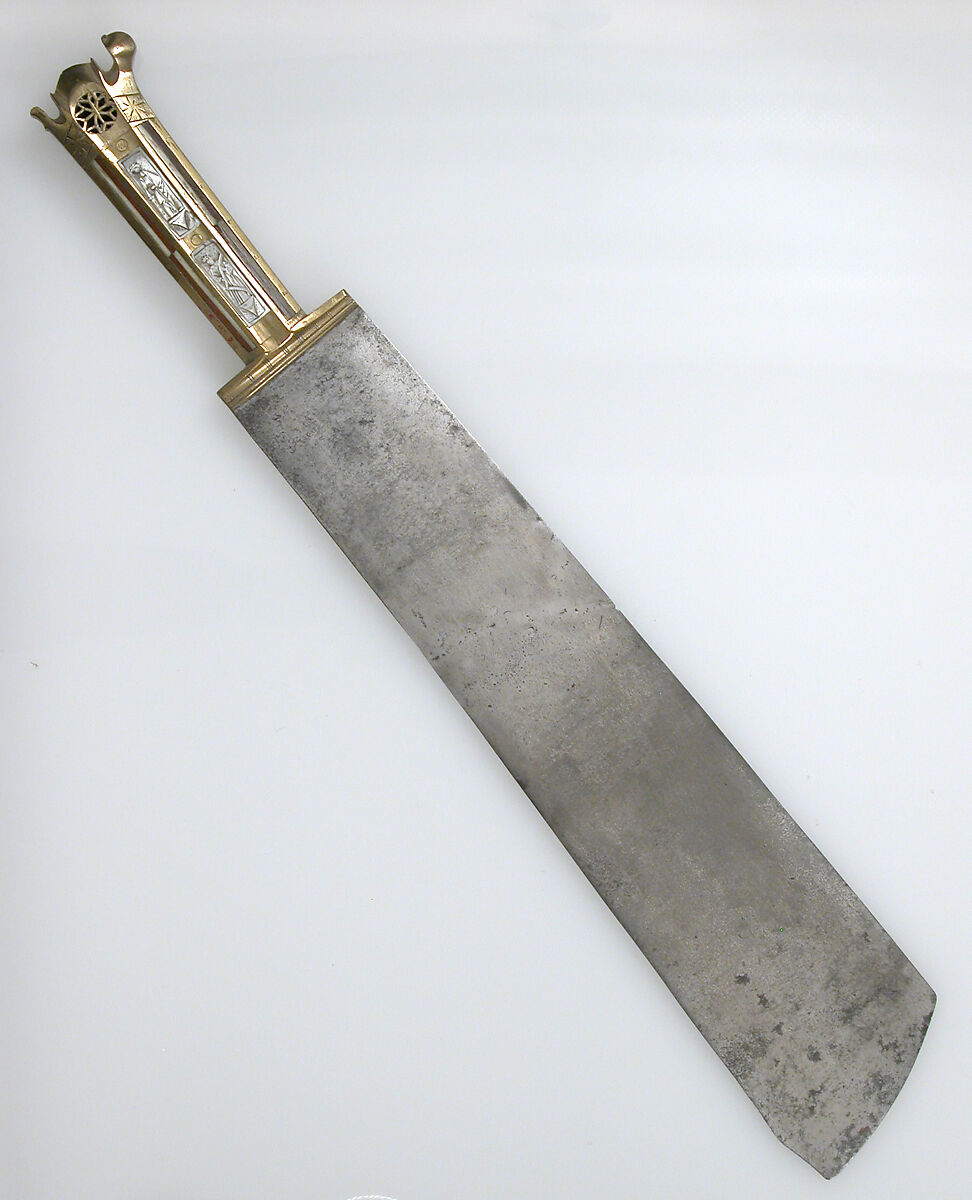 Serving Knife, Steel, brass, wood, bone, mother-of-pearl, Austrian