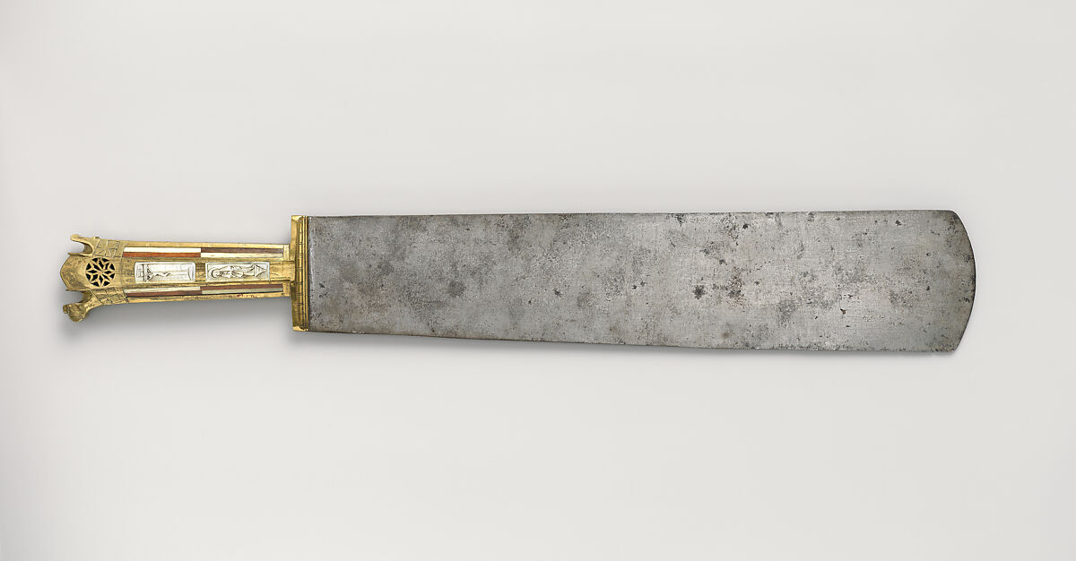 Serving Knife, Steel, brass, wood, bone, mother-of-pearl, Austrian