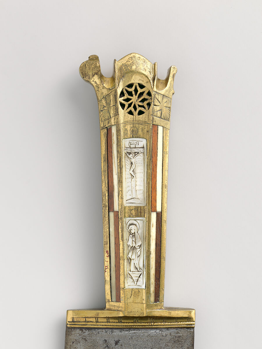 Serving Knife, Steel, brass, wood, bone, mother-of-pearl, Austrian