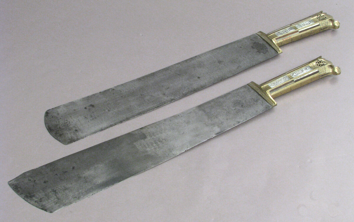 Serving Knife, Steel, brass, wood, bone, mother-of-pearl, Austrian