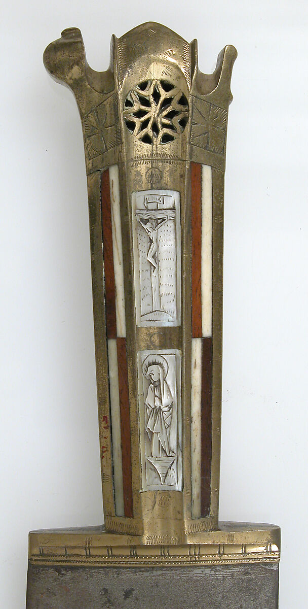 Serving Knife, Steel, brass, wood, bone, mother-of-pearl, Austrian