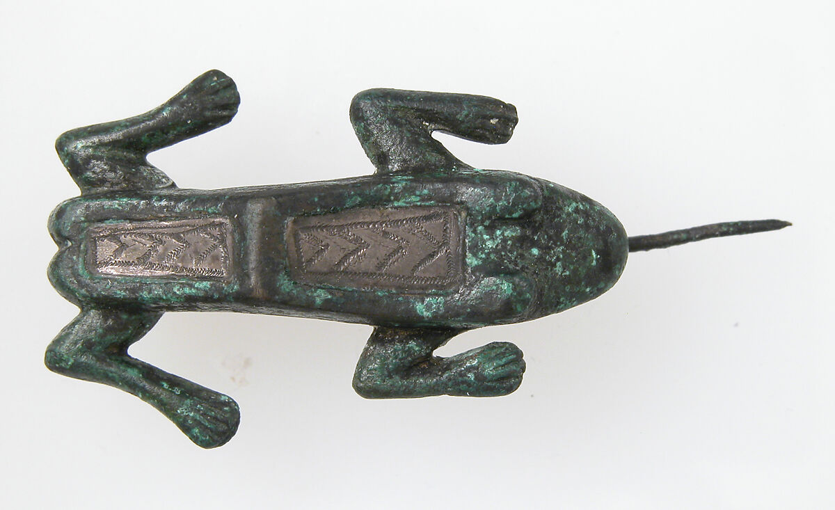 Animal-Shaped Brooch, Bronze with silver inlay, Late Roman