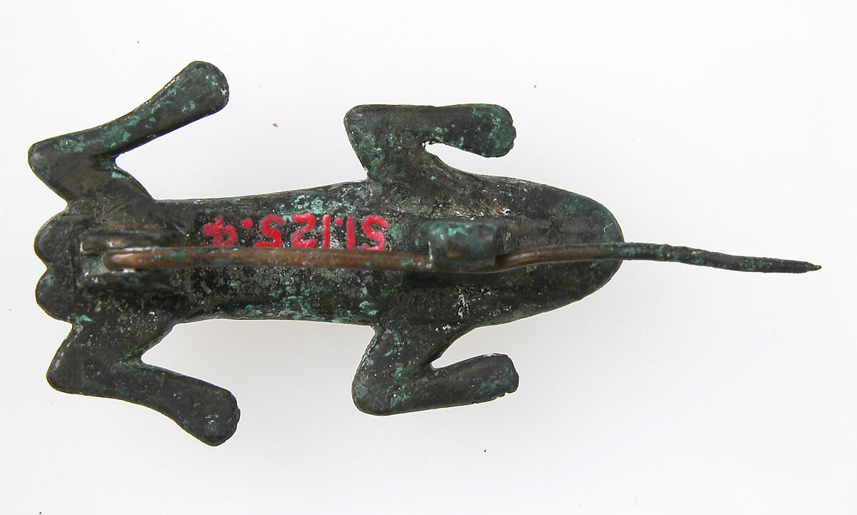 Animal-Shaped Brooch, Bronze with silver inlay, Late Roman