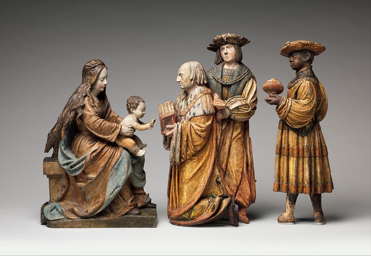 The Three Magi, from an Adoration Group, Workshop of Hans Thoman (German, active Memmingen, ca. 1514–25), Wood, gesso, paint, gilding, South German 