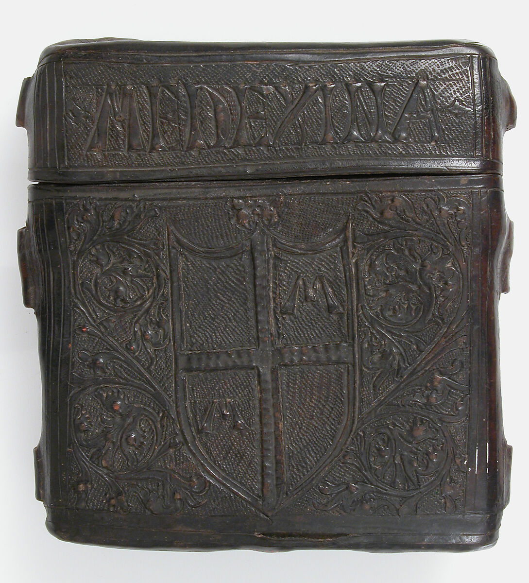 Book Box, Cuir bouilli (tooled leather), polychromy, Italian