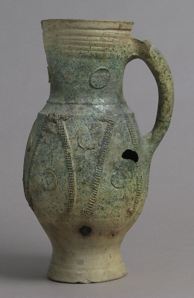 Jug, Partially glazed earthenware, French