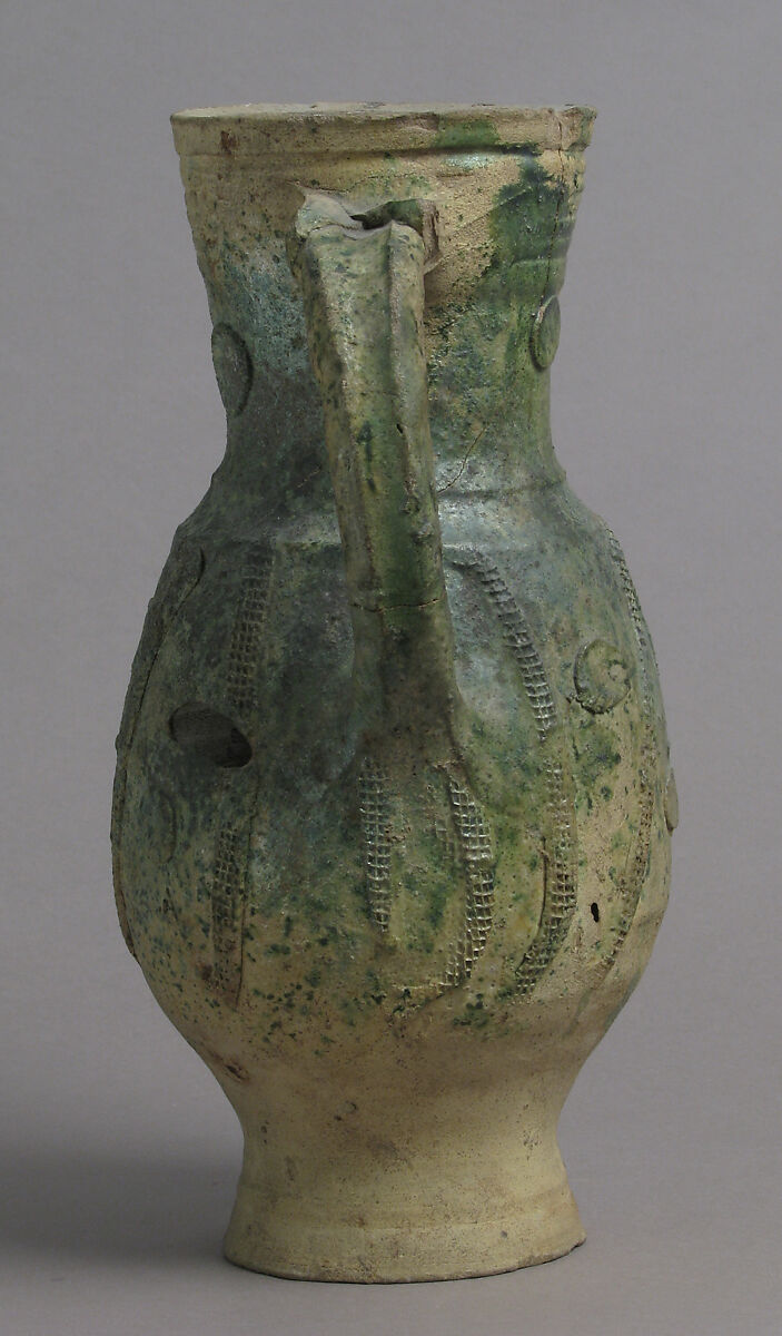 Jug, Partially glazed earthenware, French