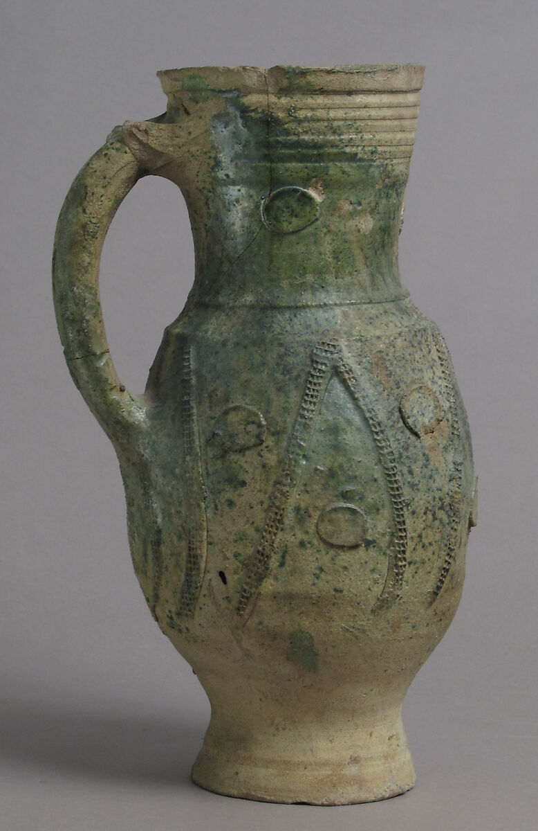 Jug, Partially glazed earthenware, French 