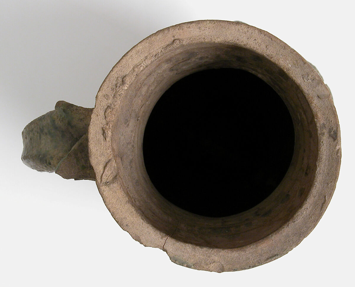 Jug, Partially glazed earthenware, French