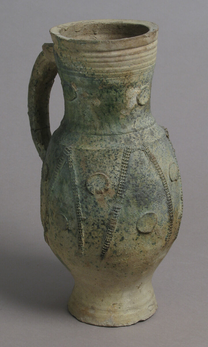 Jug, Partially glazed earthenware, French