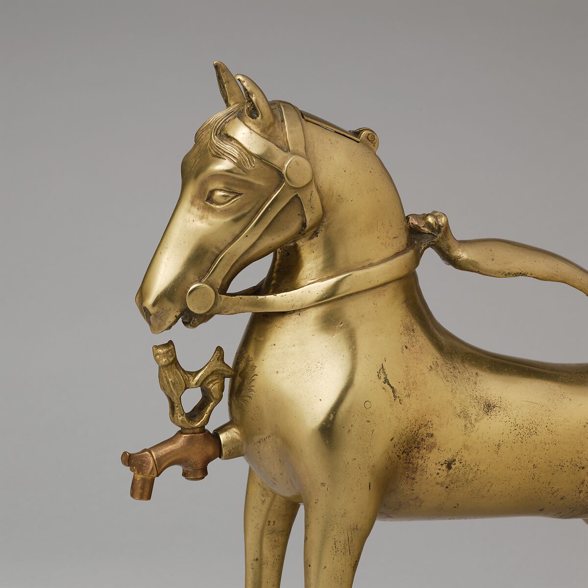 Aquamanile in the Form of a Horse, Copper alloy, German