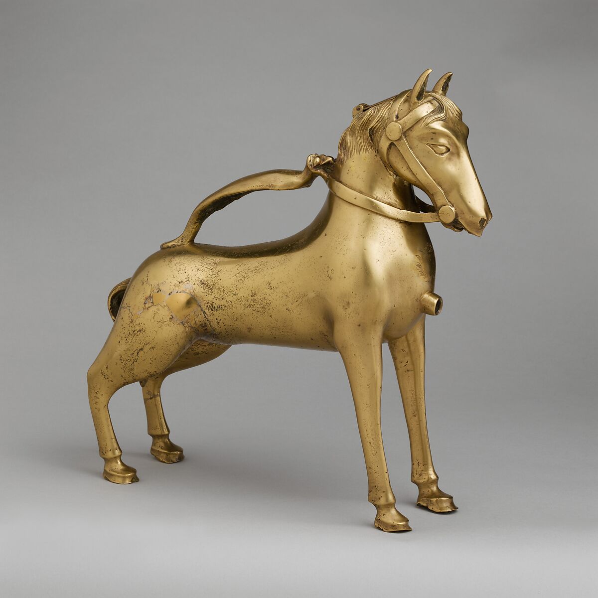 Aquamanile in the Form of a Horse, Copper alloy, German 