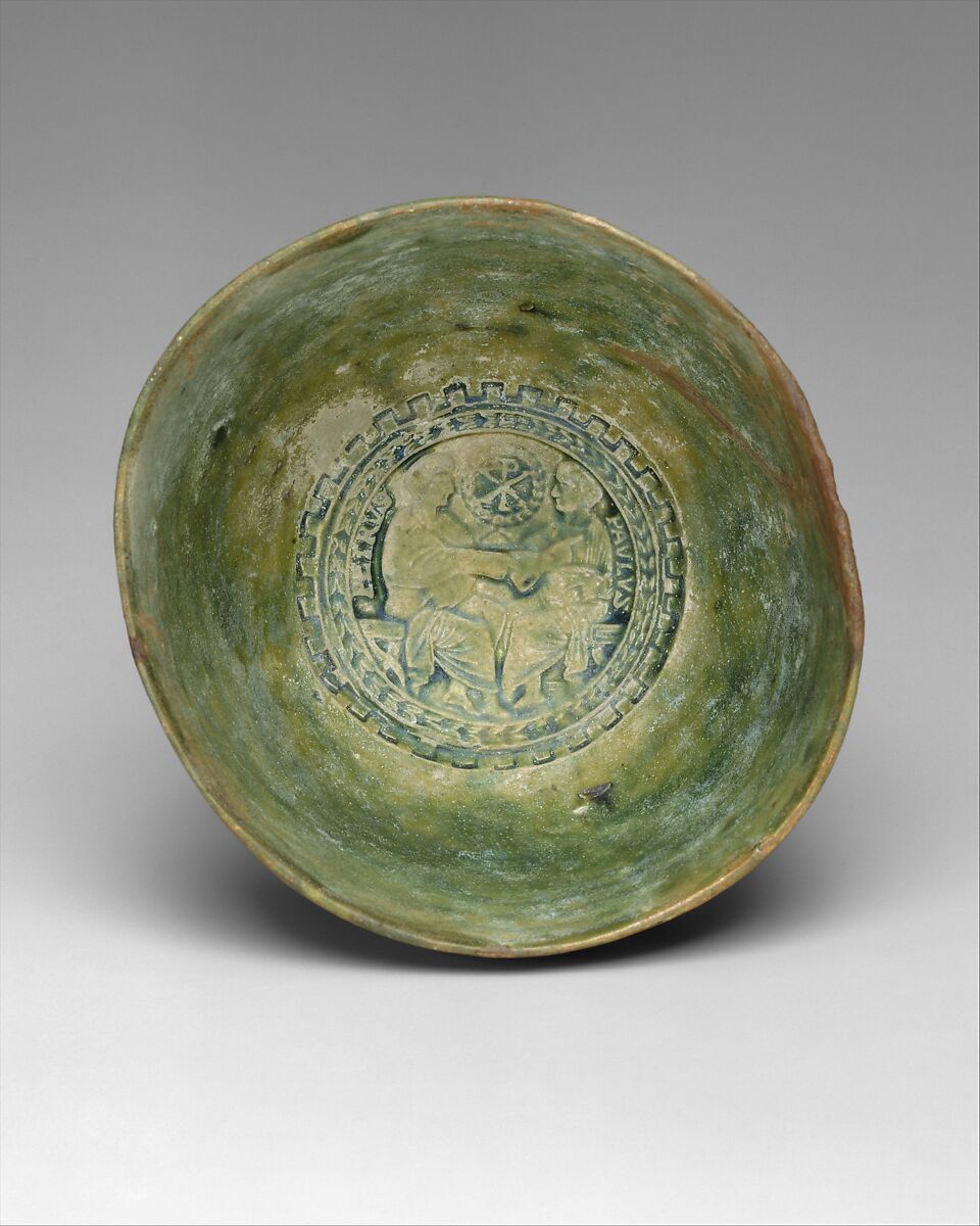 Bowl with Saints Peter and Paul, Earthenware, glazed, Roman or Byzantine 