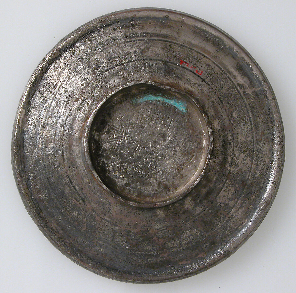 Plate with Monogram, Silver, niello, Byzantine