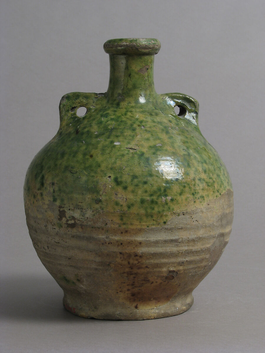 Flask, Partially glazed earthenware, British