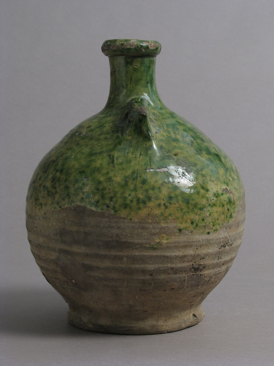 Flask, Partially glazed earthenware, British