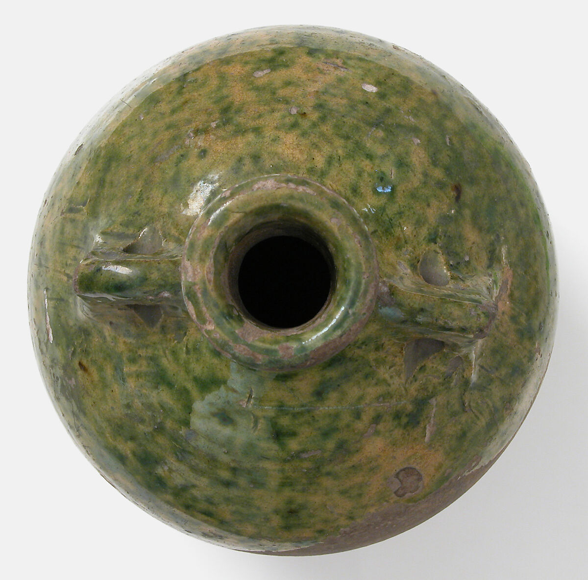 Flask, Partially glazed earthenware, British