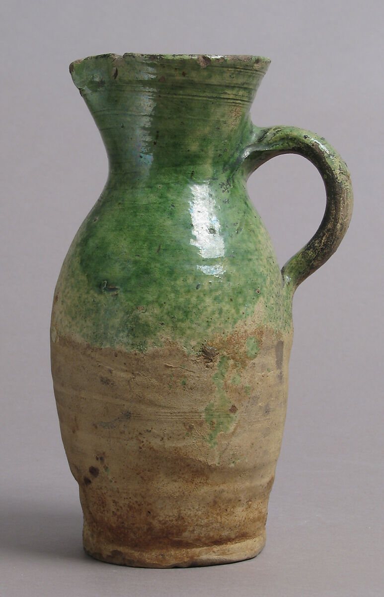 Jug, Partially glazed earthenware, British