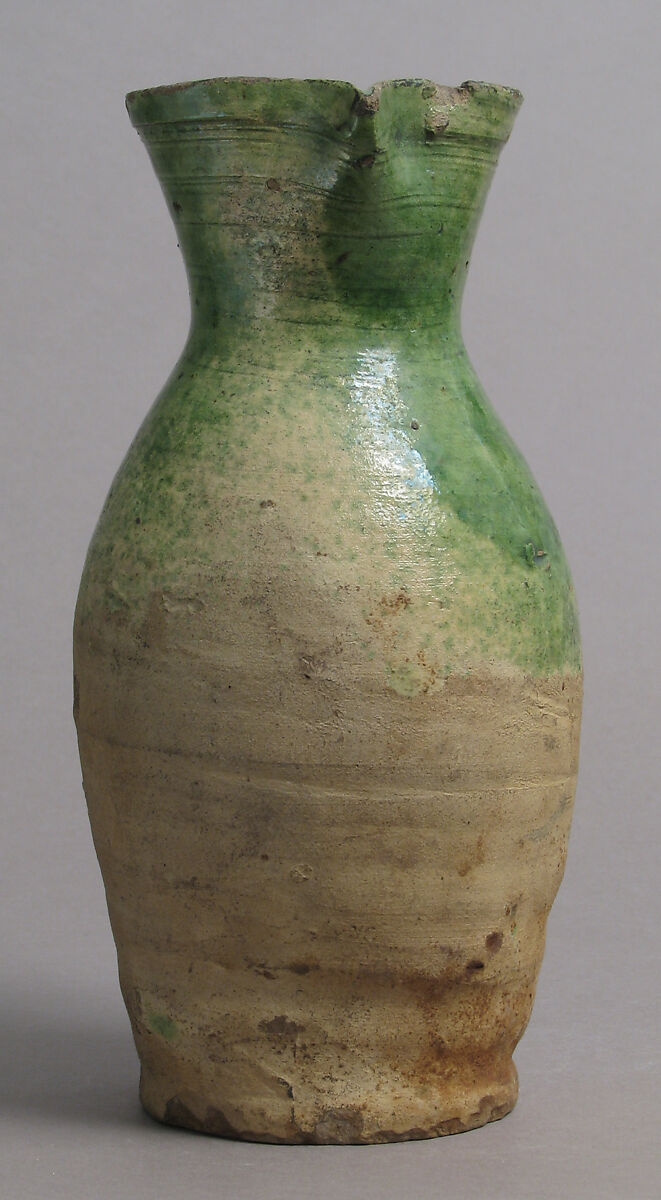 Jug, Partially glazed earthenware, British