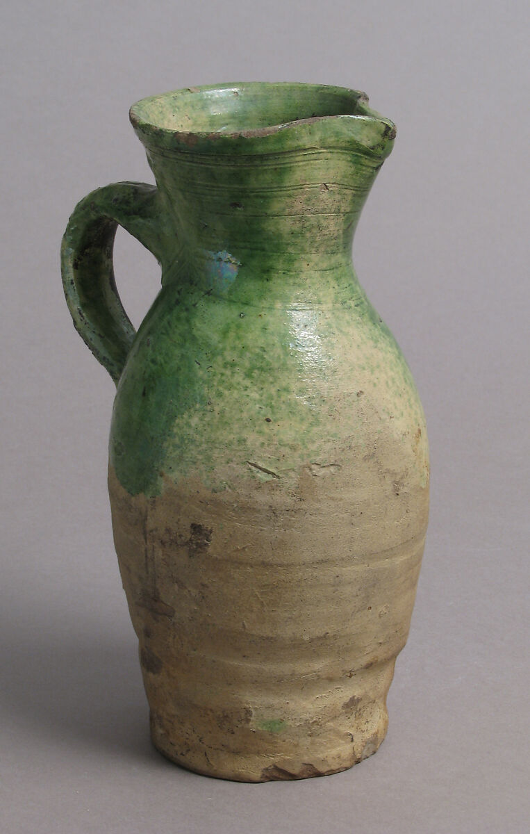 Jug, Partially glazed earthenware, British