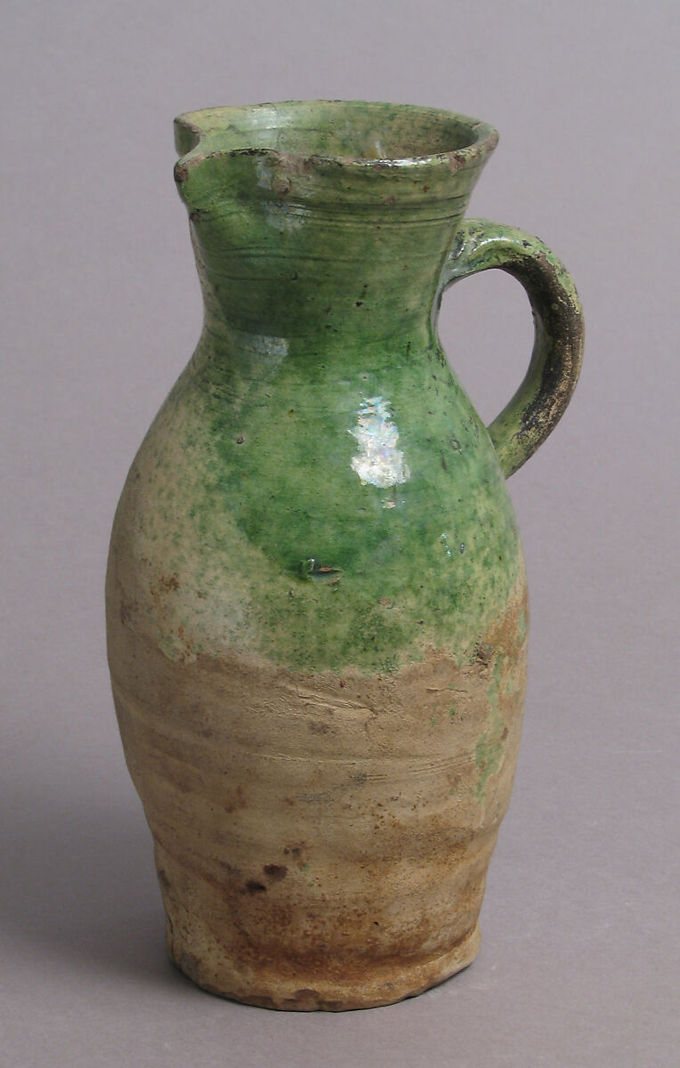 Jug, Partially glazed earthenware, British