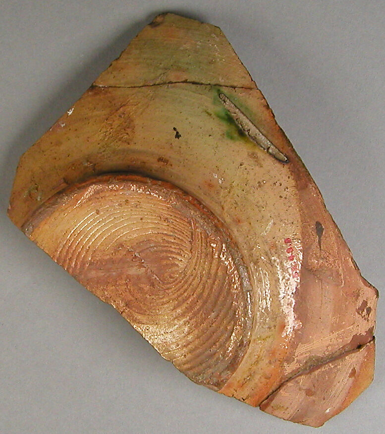 Fragment from a Vessel, Incised slipware with lead glaze, North Italian