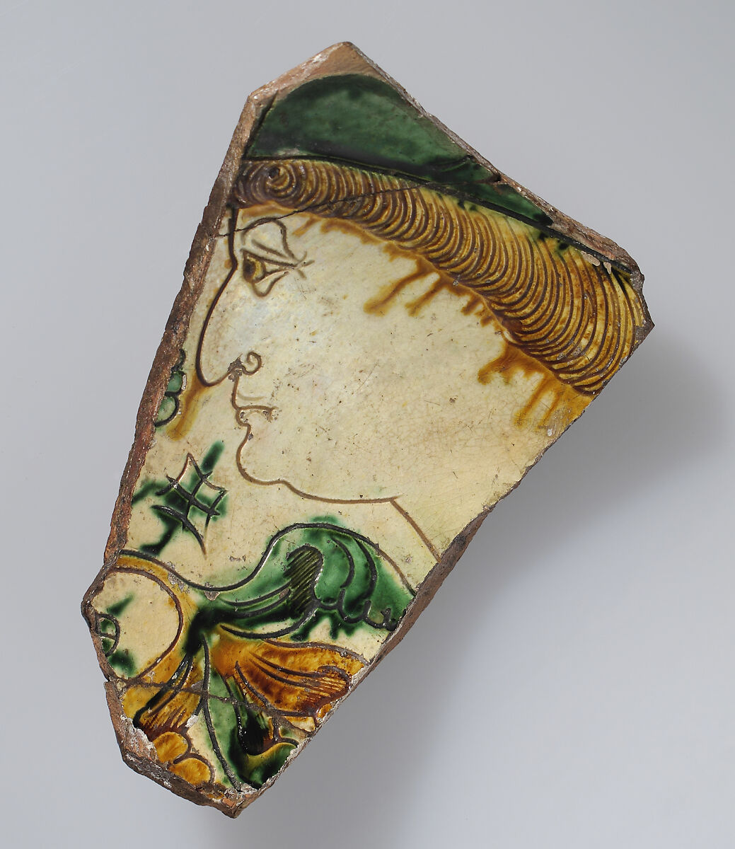 Fragment from a Vessel, Incised slipware with lead glaze, North Italian 