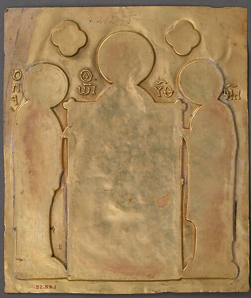 Plaque with Christ flanked by the Virgin and Saint John, Cloisonné enamel, gold, Byzantine