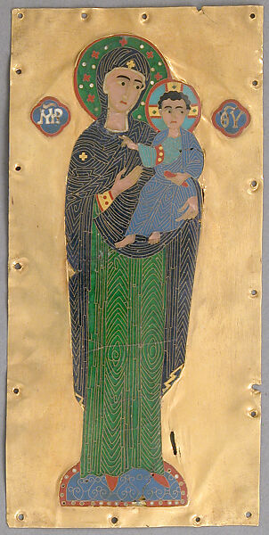 Plaque with the Virgin and Child, Cloisonné enamel, gold, Byzantine 