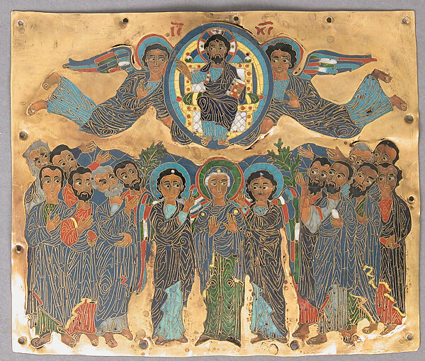 Plaque with the Ascension, Cloisonné enamel, gold, Byzantine 