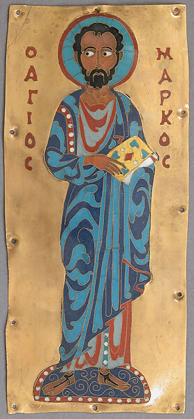 Plaque with Saint Mark, Cloisonné enamel, gold, Byzantine 