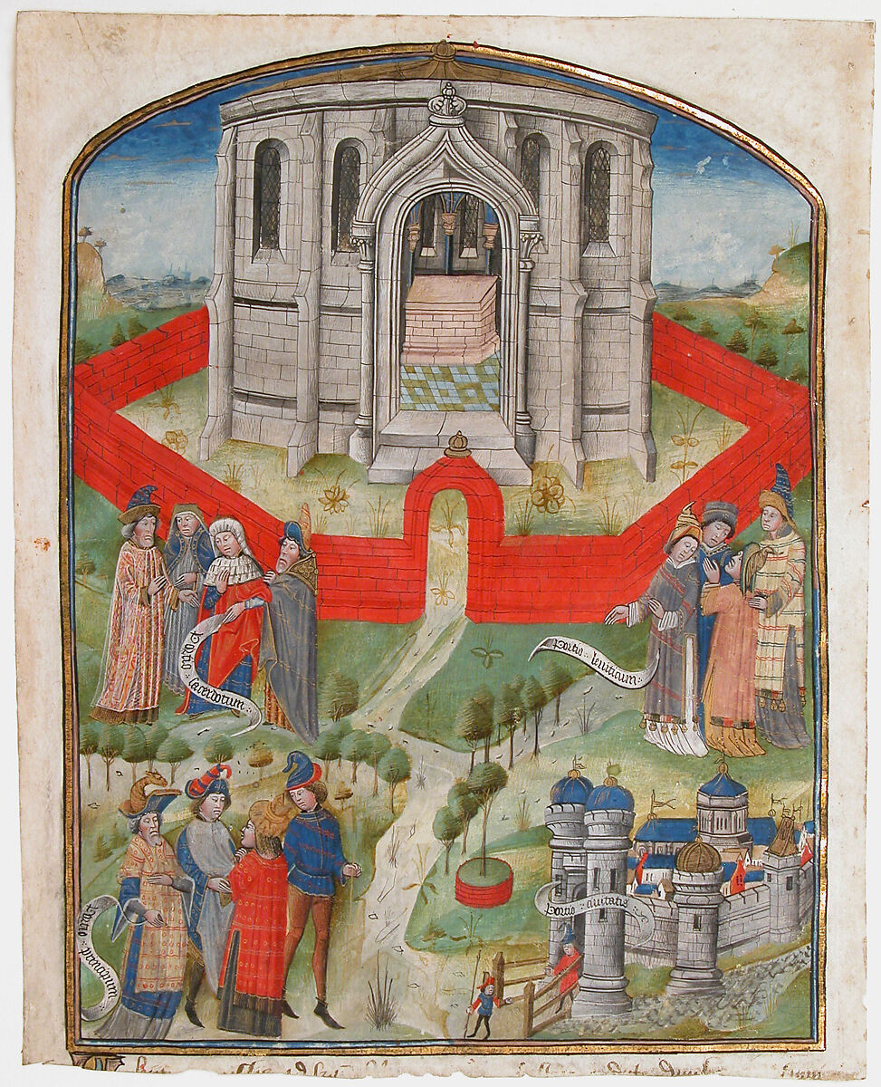 The Temple in Jerusalem, from the "Postilla Litteralis (Literal Commentary)" of Nicholas of Lyra, Tempera and ink on parchment, Netherlandish 