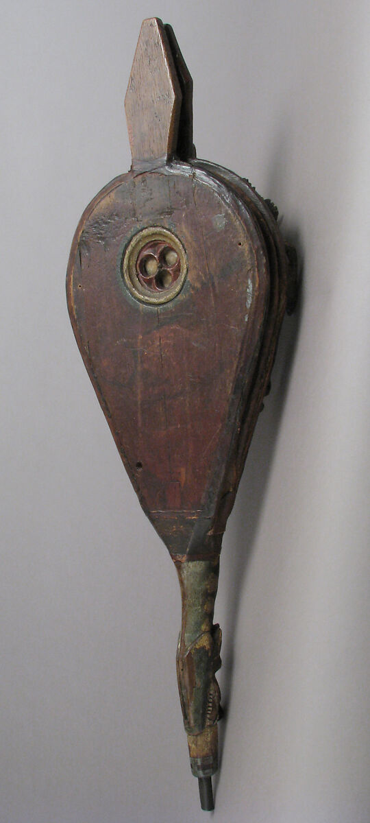 Bellows with the Flight into Egypt, Oak, leather, polychromy, gilding, Netherlandish