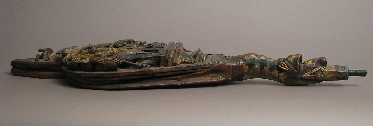 Bellows with the Flight into Egypt, Oak, leather, polychromy, gilding, Netherlandish