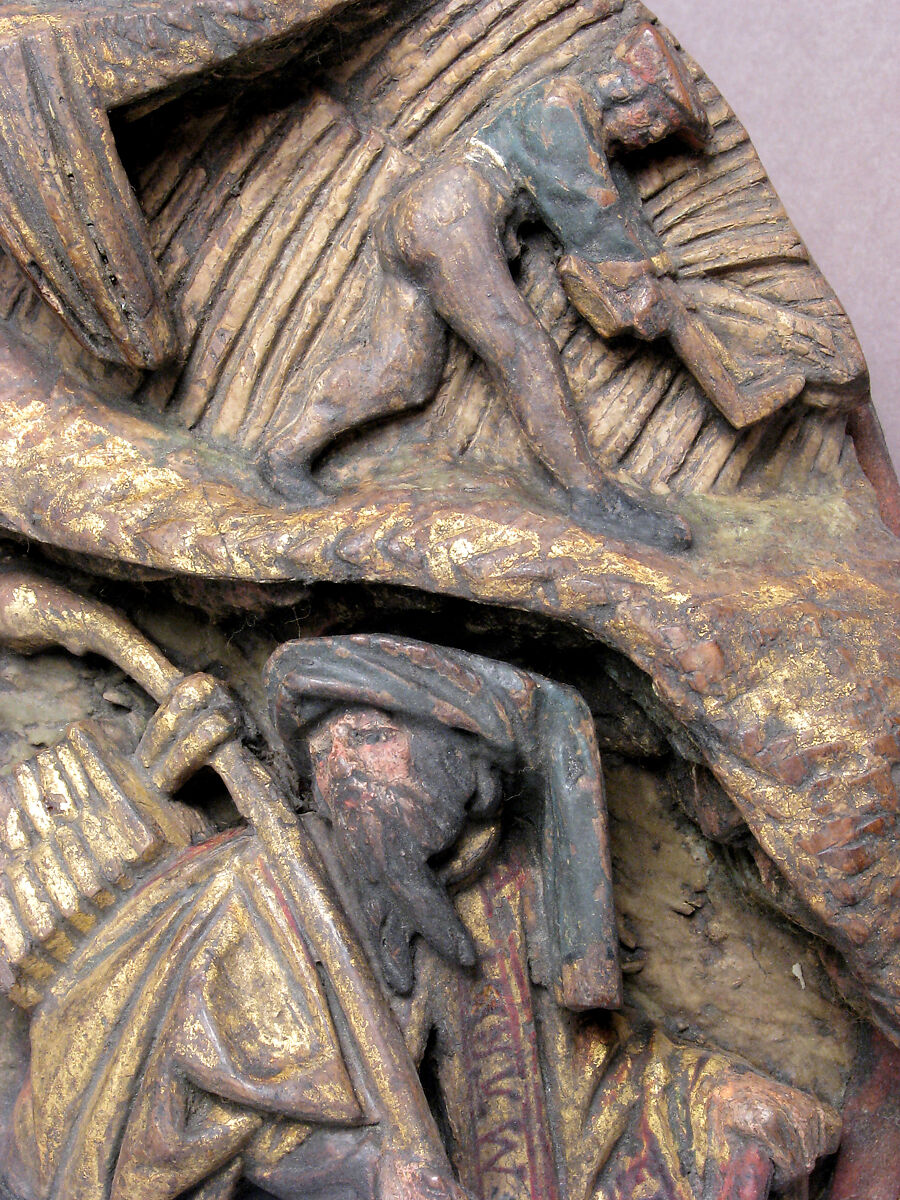 Bellows with the Flight into Egypt, Oak, leather, polychromy, gilding, Netherlandish