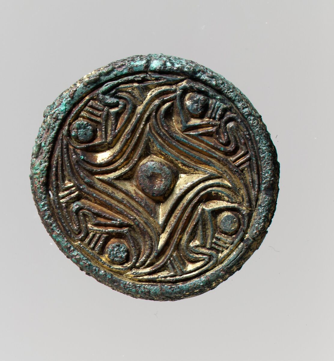 Disk Brooch, Copper alloy, gilt, Vendel 