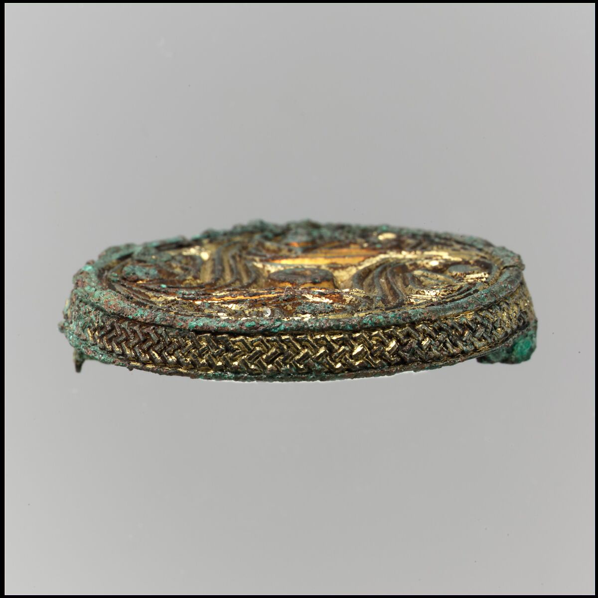 Disk Brooch, Copper alloy, gilt, Vendel