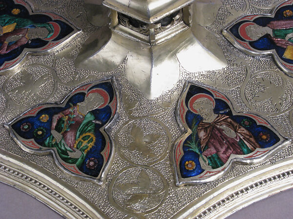 Ostensory, Silver, gilded silver, basse taille enamel, and rock crystal, Italian (?)