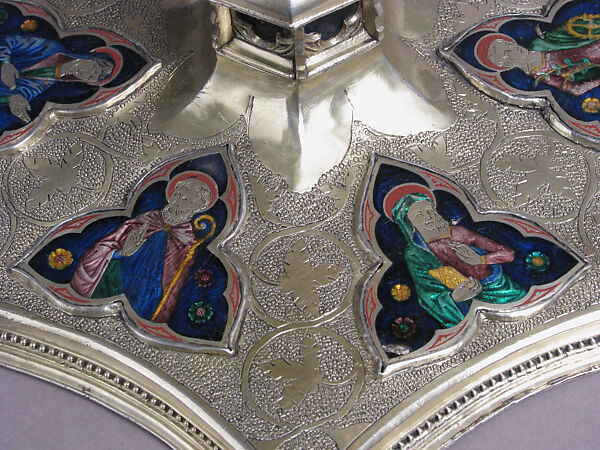 Ostensory, Silver, gilded silver, basse taille enamel, and rock crystal, Italian (?)