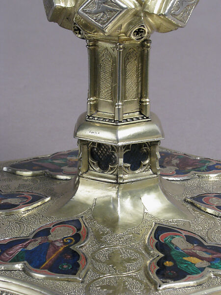 Ostensory, Silver, gilded silver, basse taille enamel, and rock crystal, Italian (?)