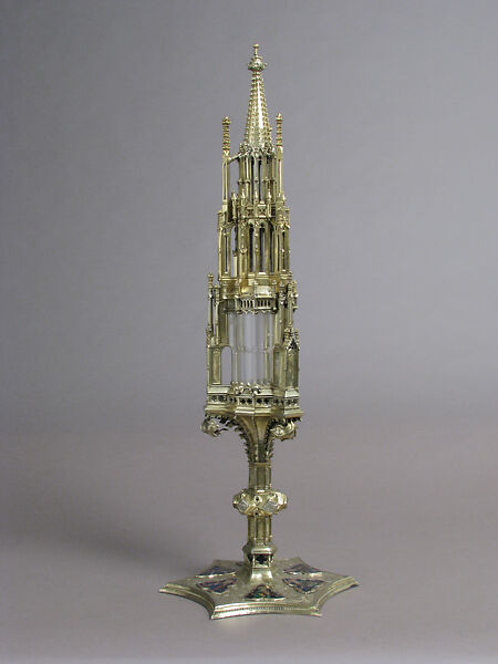 Ostensory, Silver, silver-gilt, basse taille enamel,  rock crystal, Italian (?) 