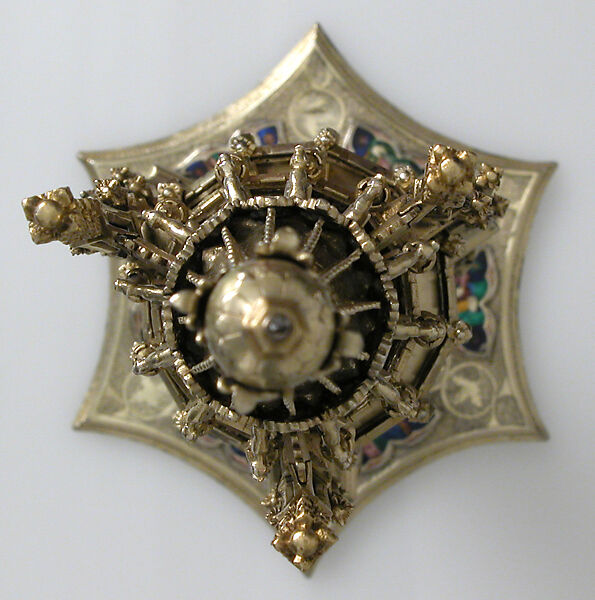 Ostensory, Silver, gilded silver, basse taille enamel, and rock crystal, Italian (?)