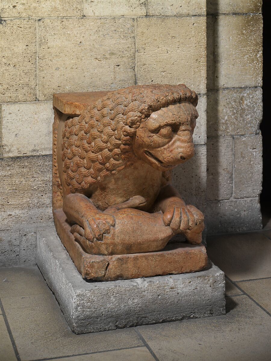 Lion, from a Doorway, Limestone (Red limestone), North Italian
