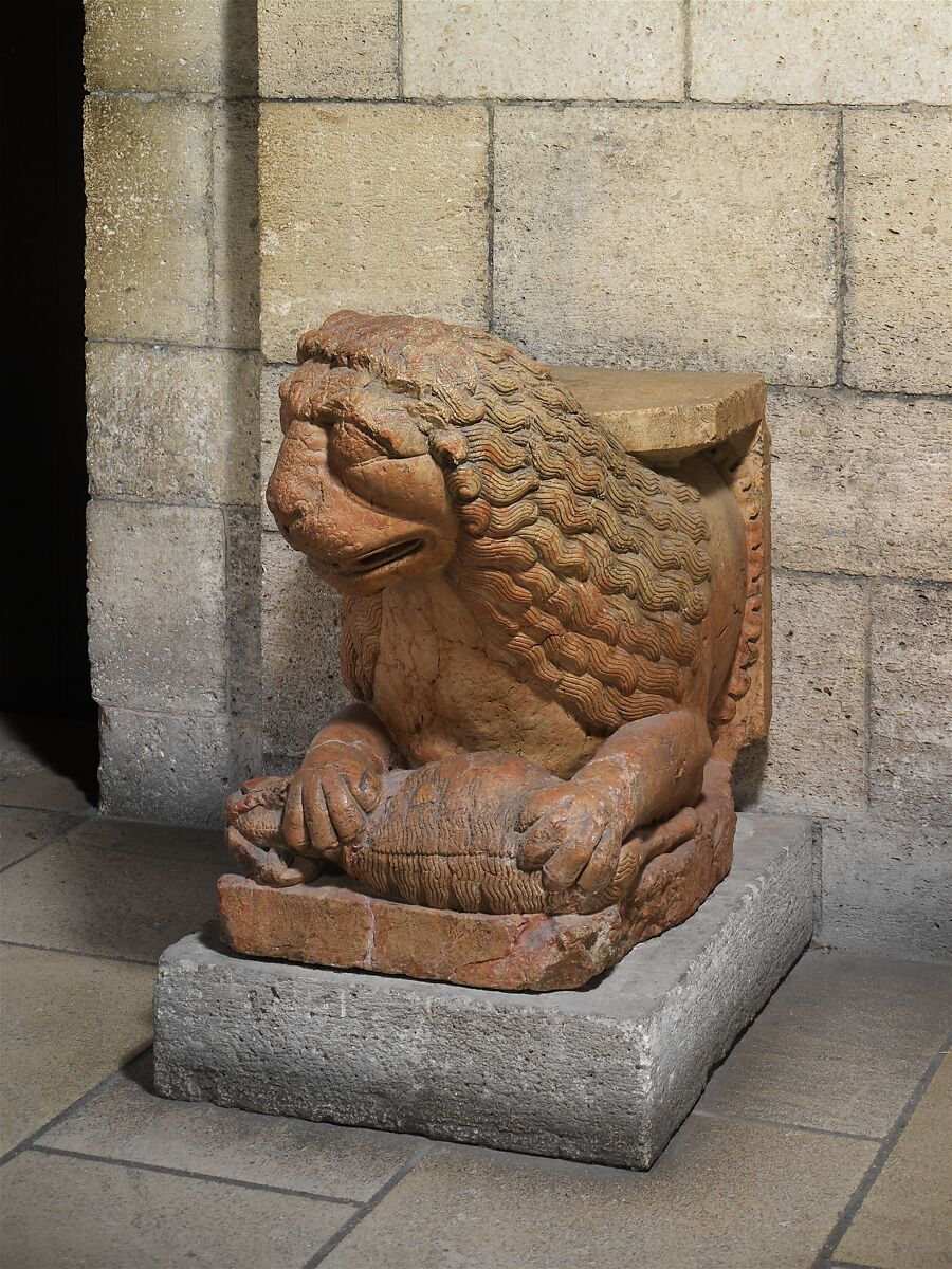 Lion, from a Doorway, Limestone (Red limestone), North Italian