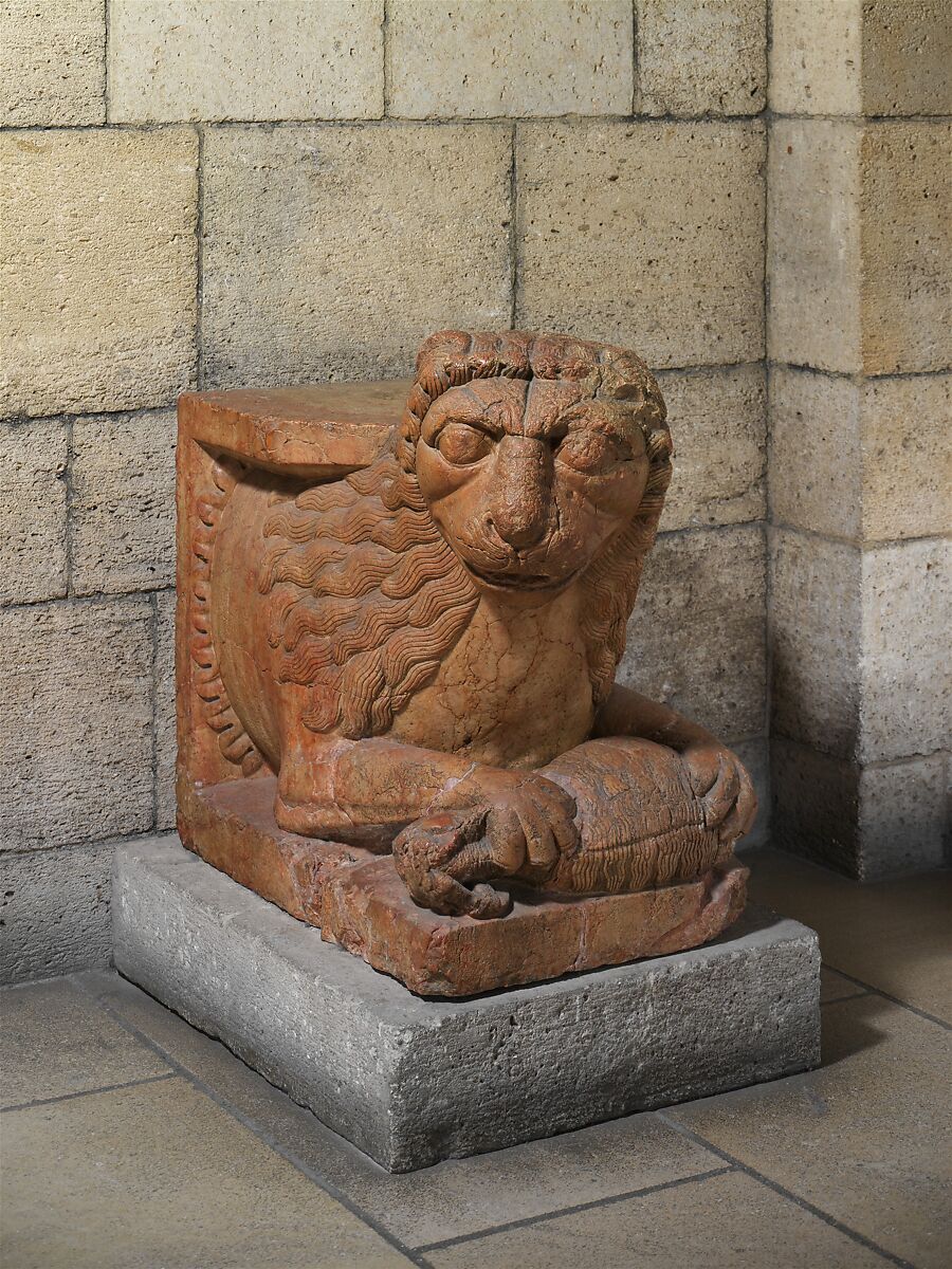Lion, from a Doorway, Limestone (Red limestone), North Italian 
