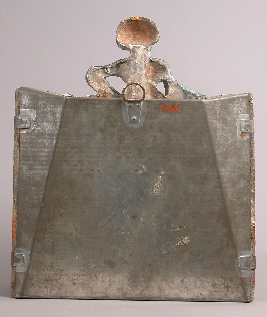 Stove Tile with Saint John the Evangelist and Samson, Buda Castle Workshop, Earthenware, lead glaze, Hungarian