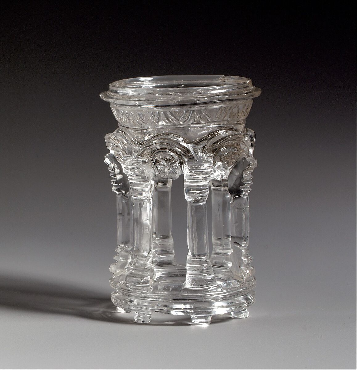 Rock Crystal Dish in the Form of a Temple, Rock crystal, North African (Carthage)