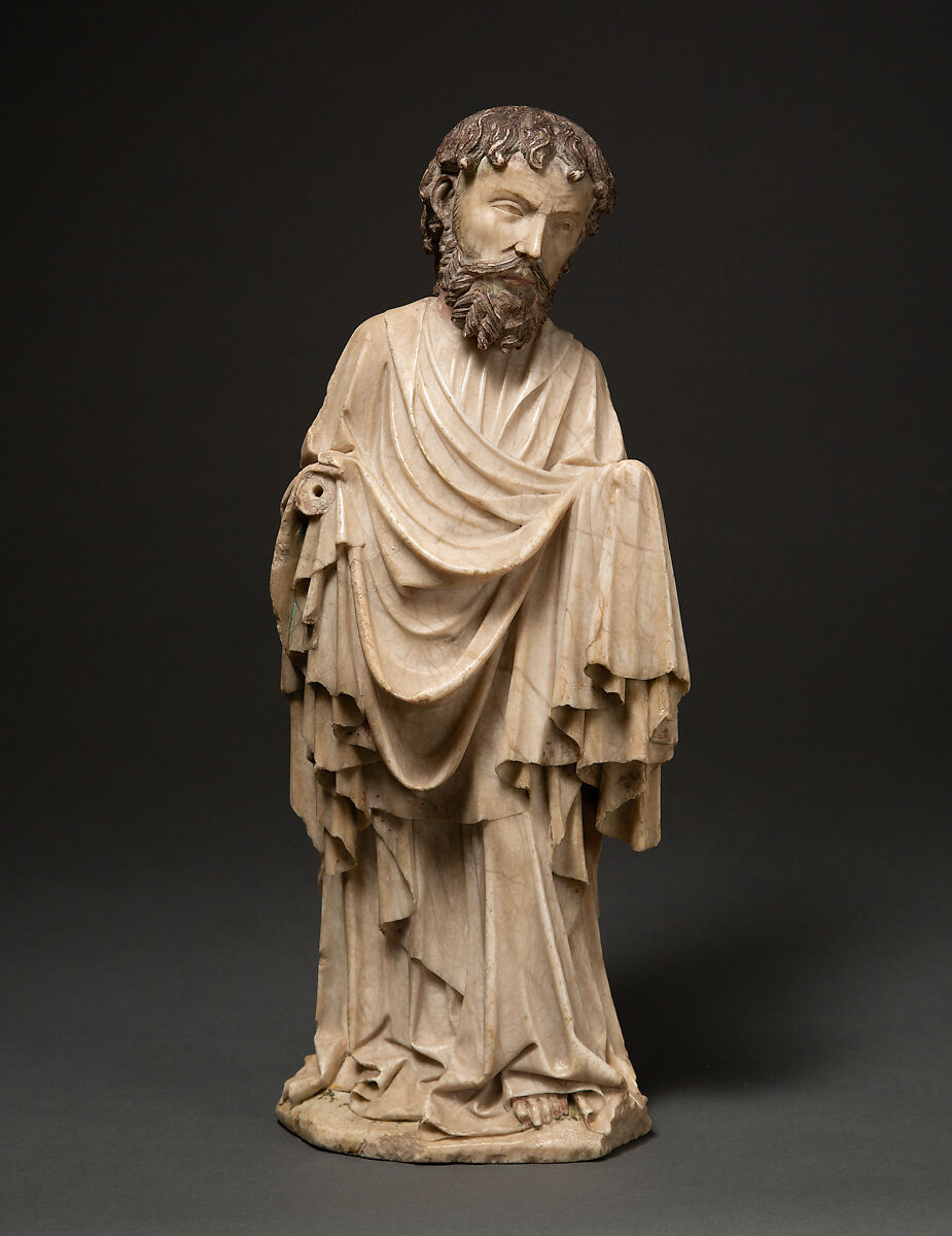 Standing Apostle, Alabaster with traces of paint, German 