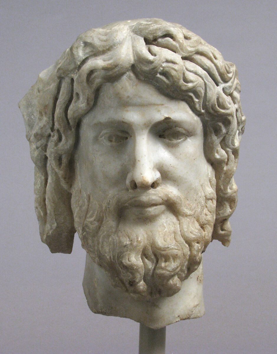 Head of Christ or Zeus, Marble, Roman 